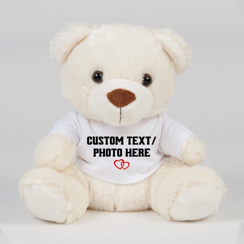 Personalised Teddy Bear, Custom Photo/text Printed Teddy Bear Shirt ...