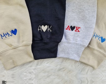 Personalised Embroidered Couple Matching Sweater, Roman Numeral Anniversary Sweatshirt, Custom Initial Matching Fiance Jumper, Soulmate Gift