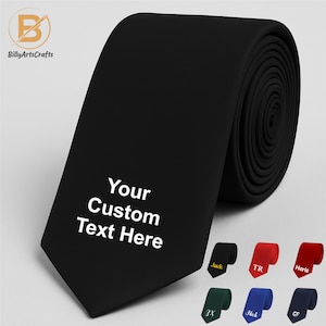 Personalisierte Krawatte für Bräutigam, benutzerdefinierter Text oder Name gedruckte Krawatte, Trauzeuge Geschenk, Bräutigam Hochzeitsandenken, einzigartige kundenspezifische Krawatte für Männer Geschenke
