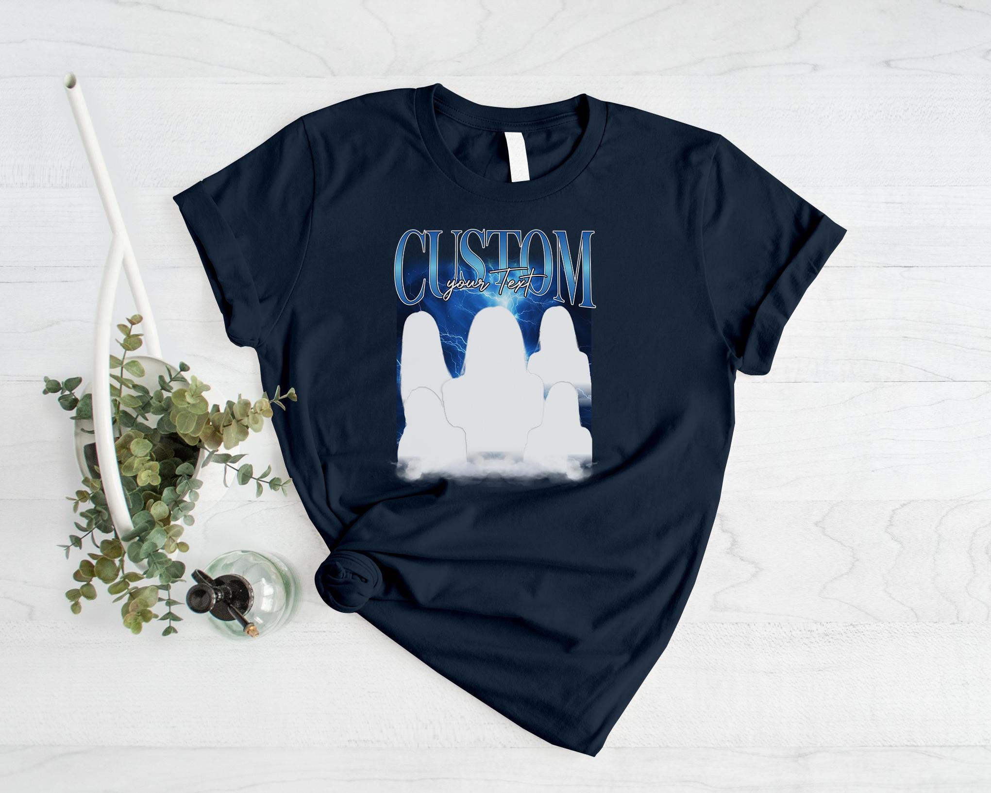 Custom Bootleg Photo T Shirts, Personalised Text Bootleg Shirt, 90s ...