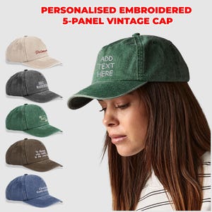 Personalised Embroidered Vintage Hats, Custom Text or Logo Monogram Cap, Small Business Logo Baseball Hat, Business Party Gift, Dad Gifts