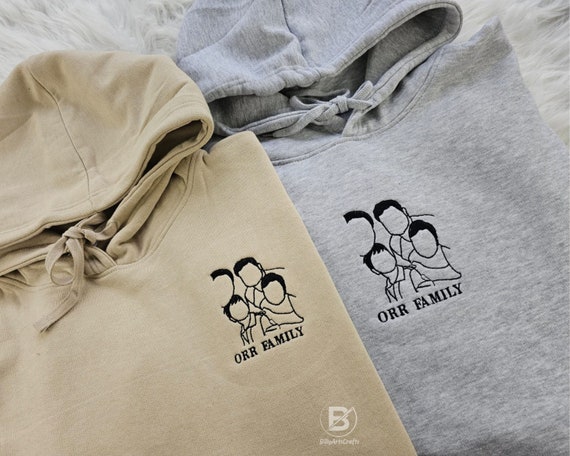 Personalised Family Matching Hoodies Embroidered Photo Portrait Custom Sweatshirts Faceless Portrait Sketch From Image Mothers Day Gift Etsy
