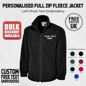 Chaqueta polar con cremallera bordada personalizada, chaquetas de trabajo con nombre/texto personalizado, su texto aquí, chaquetas polares para el cuidado de la salud, uniforme de enfermería