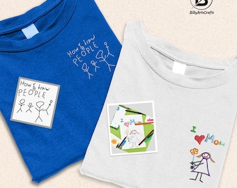 Custom Embroidered Shirt with Childs Drawing, Personalized Kids Artwork Shirt, Gift for Parents, Customizable Keepsake Apparel, Gift for Her