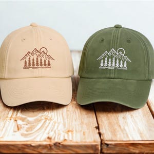 Mountain Forest Hat, Embroidered Nature Baseball Sun Cap, Hiking Dad Hat for Outdoors, Adventure Cap, Forest Lover Gift, Summer Hat for Him