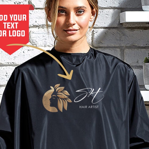 Custom Salon Gown, Personalised Logo with Text Printed Waterproof Cover Up Gown, Hairdresser Long Sleeve Gown, Makeup Artist Beautician Gift