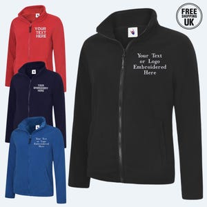 Custom Embroidered Ladies Fleece Jacket, Personalised Text/Logo Full Zip Jacket, Monogram Healthcare Staff Womens Uniform, Embroidered Tops