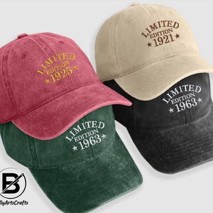 Personalised Birthday Hat, Embroidered Age Cap, Custom 50th 60th 70th Birthday Gift, Custom Year Mom/Dad Hats, Milestone Birthday Cap Gifts