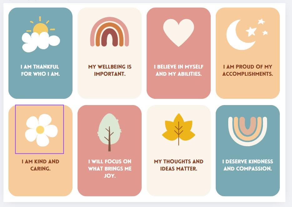 Self-compassion Affirmations Flashcards - Etsy