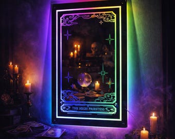 Tarot Spiegel Backlit LED Neon Schild, The Fool Wanddekor, Astrologie Wanddekor, spirituelle Wohnkultur, Witchy Room Decor