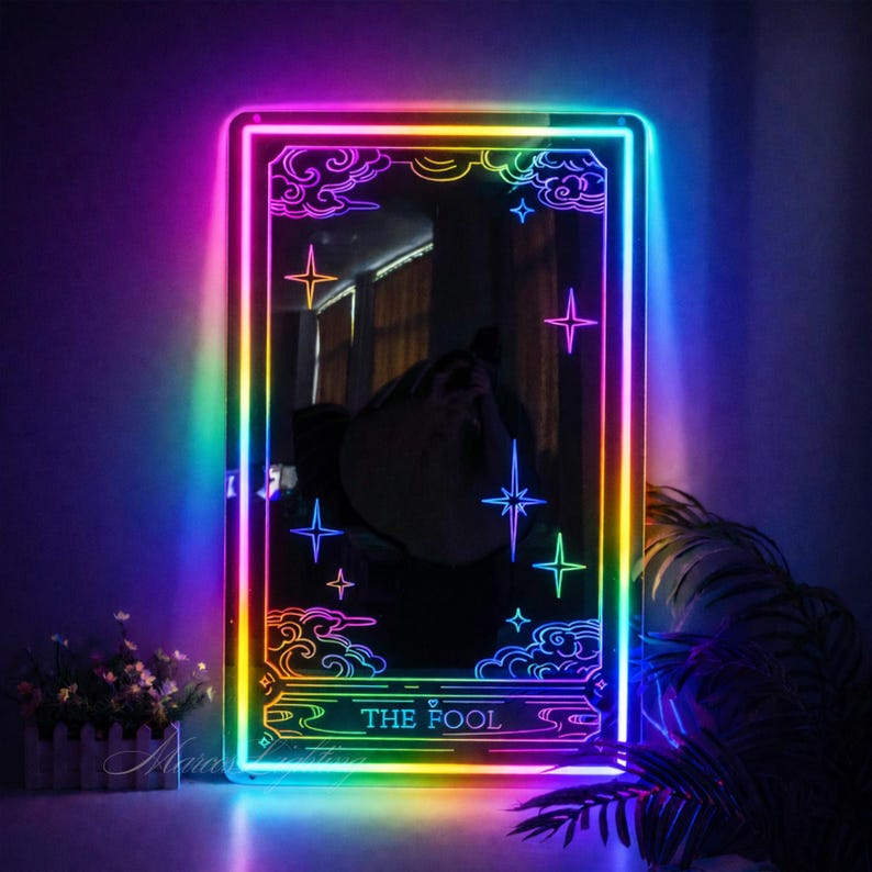 The Fool Tarot Spiegel Leuchtreklame: Witchy Zimmer Dekor Bild 2