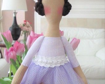 Princess Doll Ballerina Doll Rag Doll Pastel Lilac Purple Brown Blonde Hair Handmade Cloth Doll Stuffed Doll Rag Doll Ballet Dancer