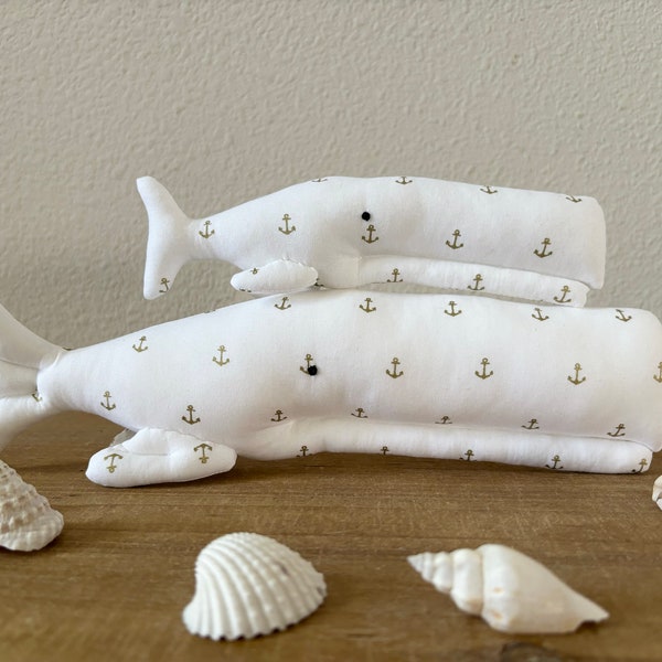 White Whale Toy Stuffed Whales Plush Softie Whales Nautical Aquatic Tilda While Toys Baby Shower Gift Nursery Décor Room Decor