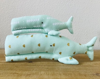 Stuffed Whale Toy Plush Aqua Mint Whale Softie Nautical soft Stuffed Whales Baby Shower gift Nursery Decor