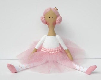 Princess Doll Ballerina Doll Cute Fabric Doll Pink White Cloth Doll Handmade Stuffed Doll Rag Doll Ballet Dancer Birthday gift