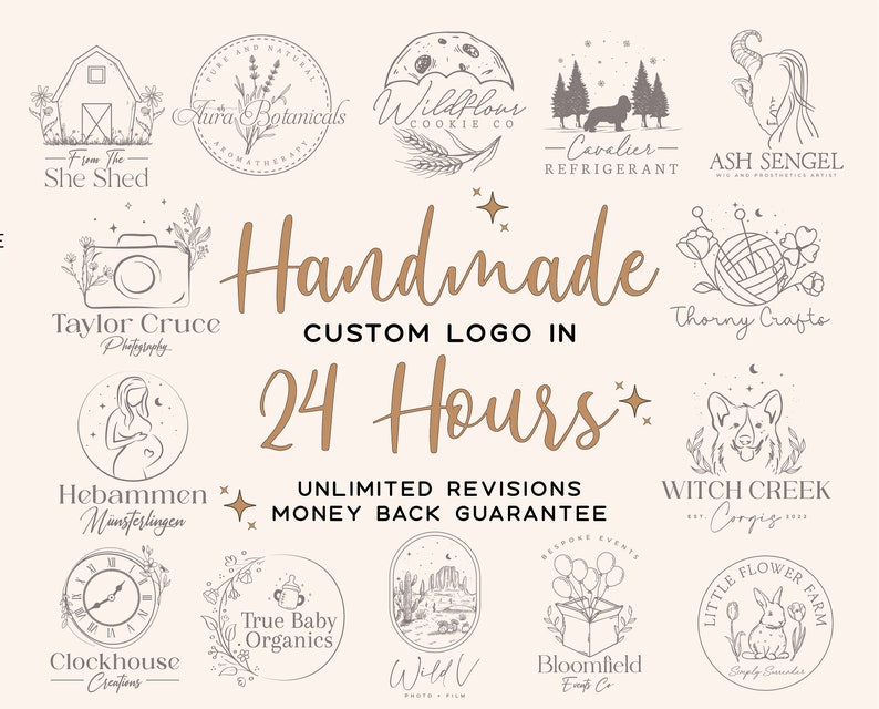 Custom Logo Design, Hand Drawn Professional Business Logo, Personal Logo Design, Custom Branding Package, Logo Maker, Logo Creation image 1