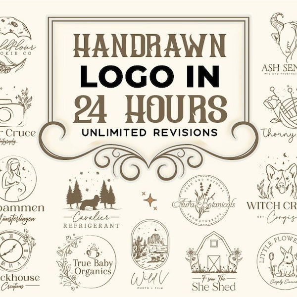 Custom Hand Drawn Logo, Logo Design, Logo Maker, Logo Creation, Professional Business Logo