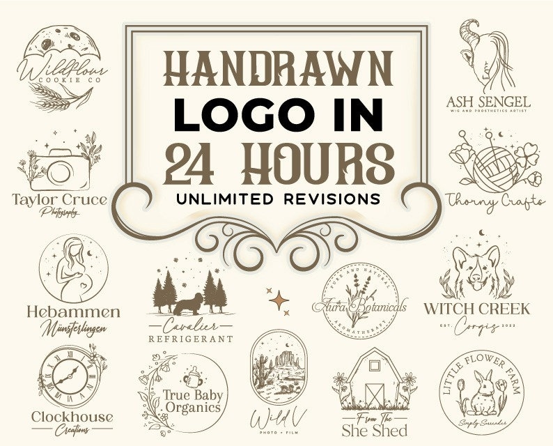 Custom Hand Drawn Logo, Logo Design, Logo Maker, Logo Creation, Professional Business Logo Bild 1