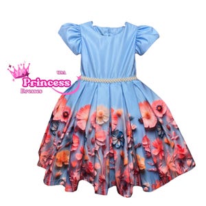 Floral Birthday Toddler Dress, Flower Girl Dress, Puffy Sleeve, Infant Dress, Prom Gown, thanksgiving  , fall, Special Occasion Baby Dress,