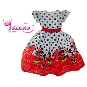 Red minnie mouse with black polka dots  Minnie Birthday Outfit/ Minnie Baby Dress/ Toddler Minnie Dress/ Minnie Costume/ Minnie Tu
