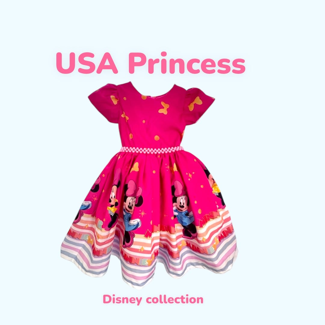 Minnie Mouse Dress, Minnie Birthday Party Outfit, Dark Pink , Girls ...