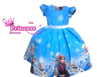 Frozen dress , , Frozen Birthday dress/Elsa &Ana birthday dress/ Princess Disney costume