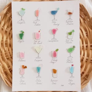 Seeglas-Cocktail, Wandkunst-Seeglas-Kreation, Seeglas-Malerei, Wandkunst-Kreation, Cocktail-Poster, Wandkunst-Kreation