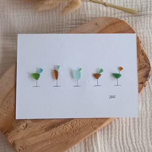 Bicchiere da liquore in vetro di mare, creazione di arte murale in vetro di mare, pittura in vetro di mare, regalo per la festa della mamma, decorazione da parete per la cucina