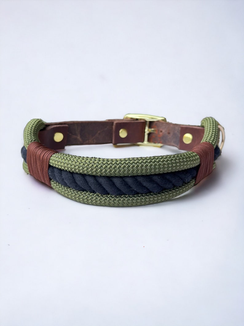 Dog set luxury adjustable, dog leash made of rope and fat leather, handmade, personalizable Father's Day image 3