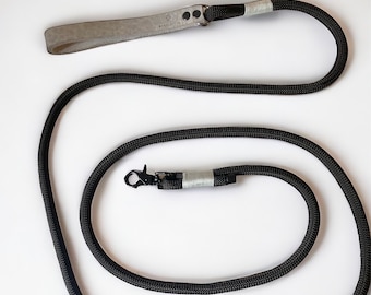 Dog leash black grey elegant 180 cm to 250 cm selectable. Handmade, free shipping within Germany!
