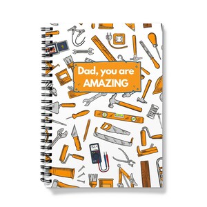 Cahier à spirales DIY Amazing Dad, choix de pages lignées/lignes ou graphiques, pochette pour documents A5, cadeau de fête des pères, bloc-notes pour carnet de notes