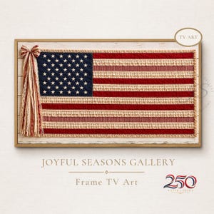 Vintage American Flag Frame TV Art | Lace Americana Farmhouse Digital Download