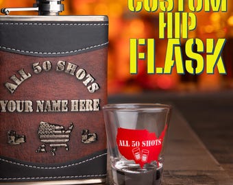 Custom Leather Wrapped Hip Flask