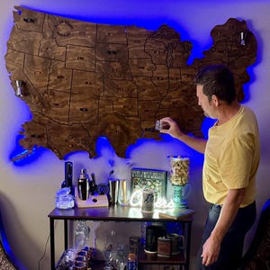 USA Map Schnapsglas Display, Massivholz, Mann Höhle Dekor Bild 3