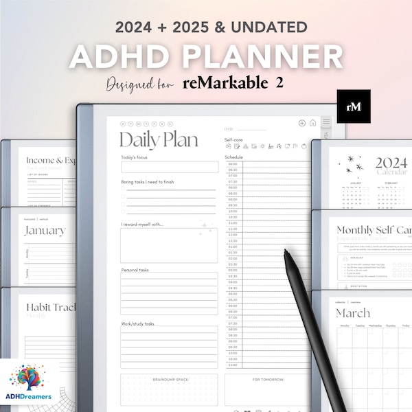 Adhd Planner Remarkable Undated Etsy
