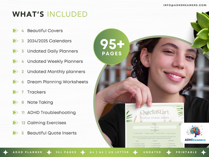 Adhd Note Taking Tips Best ADHD Planner – Green PRINTABLE Undated Daily Life Planner for ...