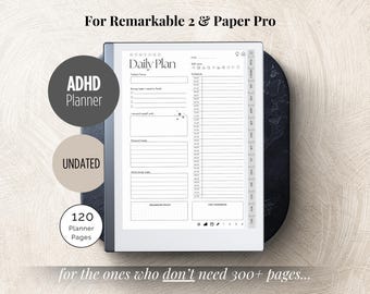ADHD planner for Remarkable 2, Templates for Paper Pro, Undated + 2025, 2026 Calendar - Simple To Do List + Notes, Best Planner for Adults