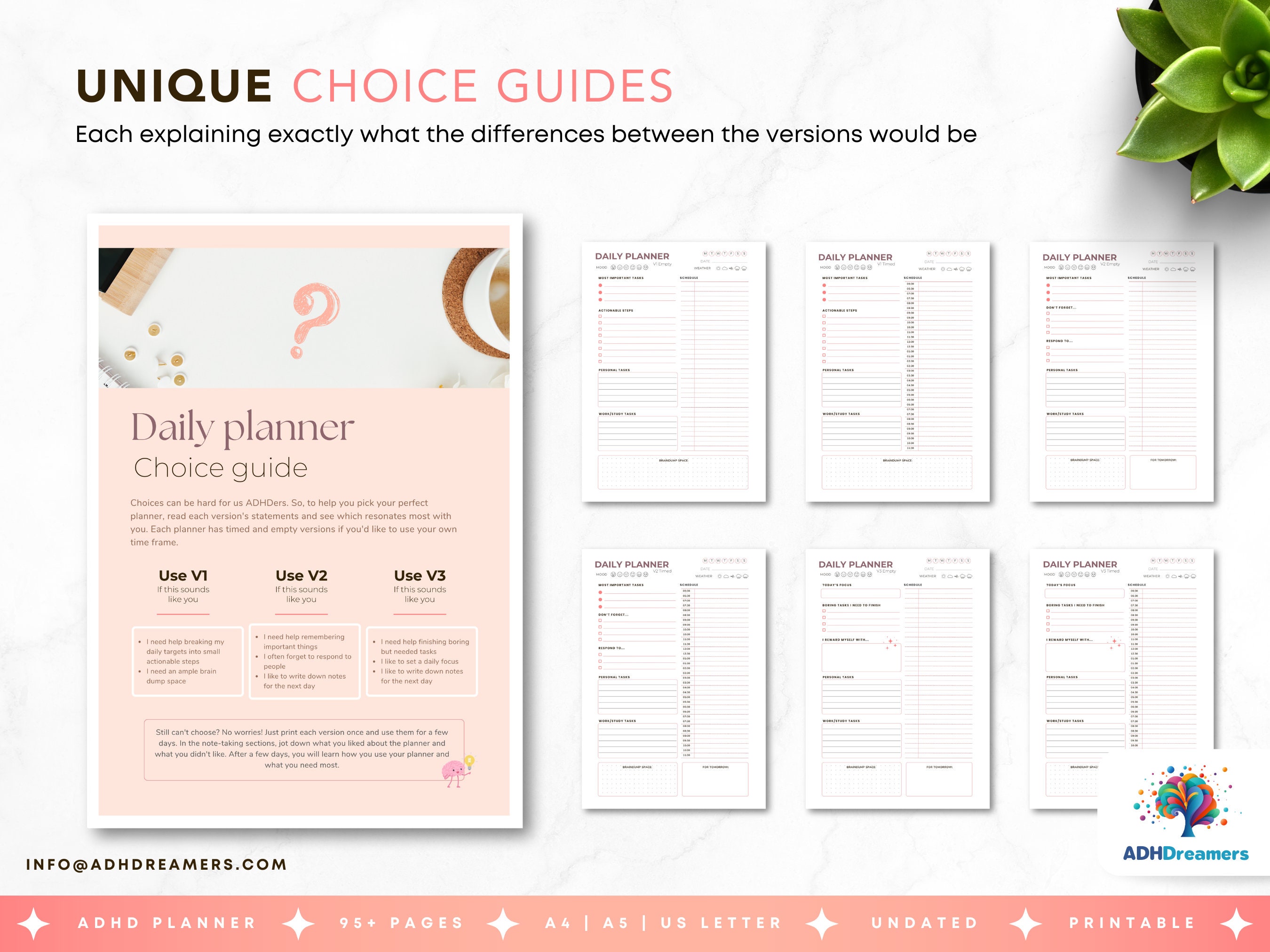 ADHD Planner Printable – Pink Undated Daily Life Planner for Adults ...