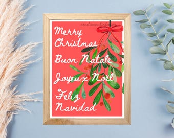 Christmas Art Print / Merry Christmas Print / Christmas Wall Art / Christmas Home Decor / Holiday Print / Christmas Digital Art/ Wall Art