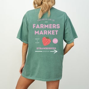 Farmers Market Tee - Strawberries, fresh fruit shirt, garden shirt