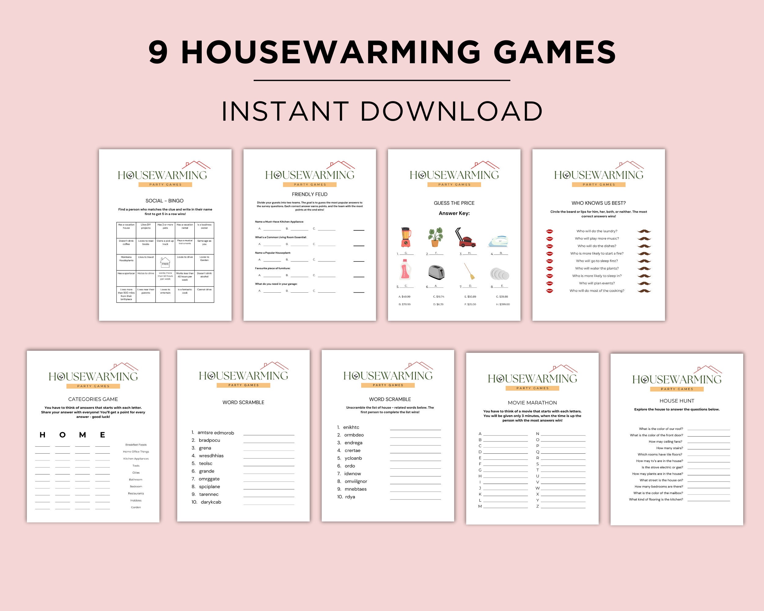 Housewarming Party Games Printable Icebreaker Moving in Games Etsy Housewarming Party Games Printable Icebreaker Moving in Games Etsy