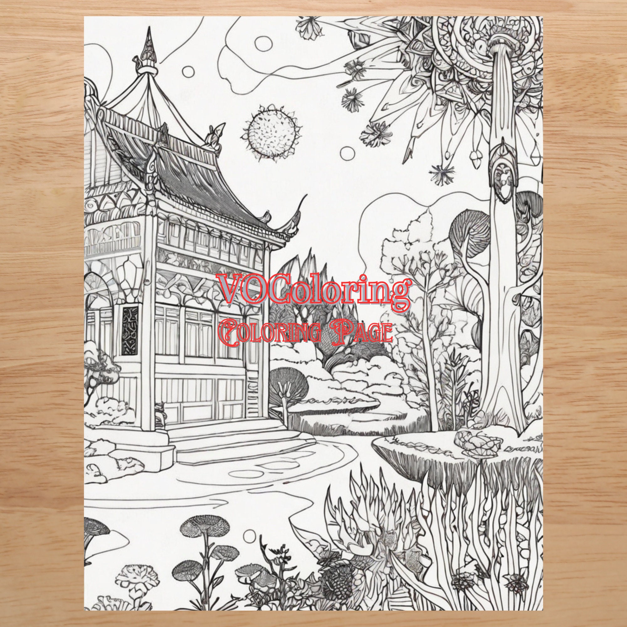 Fantasy Landscape Coloring Page - Il Fullxfull.5821927713 Msya