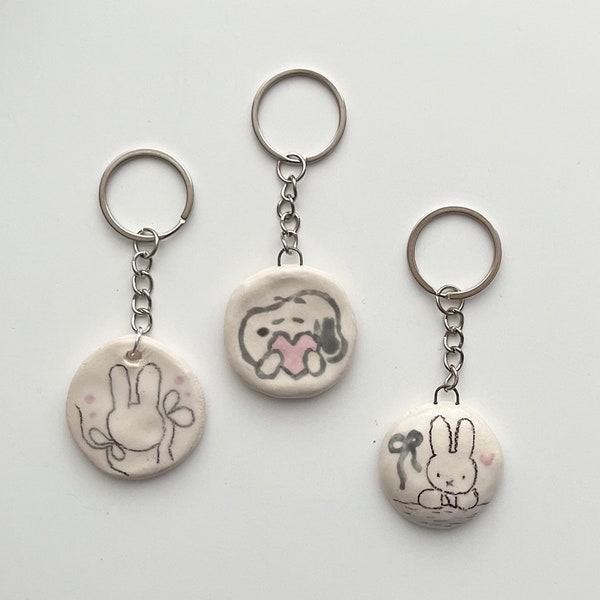 Porte-clés en céramique miffy et snoopy