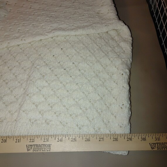 White Knit Cardigan 30x25 Homemade Button Soft Wo… - image 6