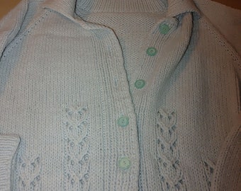 Blue Cardigan 3X Knit Long Homemade Women's 24x32 Vintage Faded Down Vintage