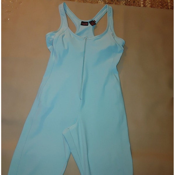 Vintage Shape FX Newport News Women Light Blue Teal Full Bodysuit  M Sleeveless