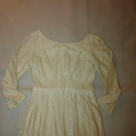 Vintage Dress 1950s Handmaid Gold Lurex Shimmer P… - image 8