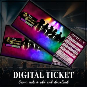 Druckbare DESCENDANTS ZOMBIES Worlds Collide Tour Ticket, DESCENDANTS druckbare Andenken, Erinnerungsstücke, druckbare Musik-Konzertshow-Karte