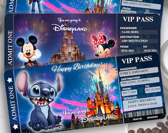 Entrada digital personalizada para personajes de Disney, presentación del parque temático (entrada en PDF)