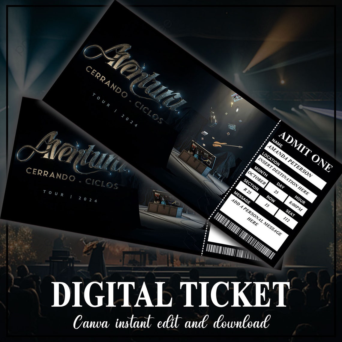 Printable Aventura Ticket Cerrando Ciclos Tour 2024, Printable Keepsake